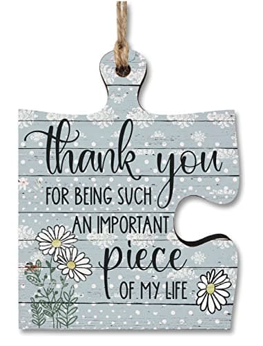 Image of Thank You Important Piece of my Life Jigsaw Puzzle Shaped Rustic Decorative Hanging Plaque Sign Friendship Gift for Her