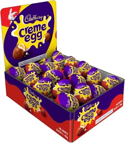 Image of Creme Eggs Pack of 48 x 40g - Perfect For Easter Hunt, Eggs, Bulk Full Box - Office, School Treat