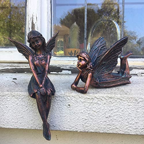 Image of Set of 2 Garden Fairy OrnamentS 12cms tall/Statue Angela and Angelina …