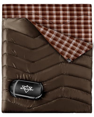 Image of ETGLCOZY Double Sleeping Bags for Adults Kids Camping, Lightweight Compact 2 Person Sleeping Bag for All Season Hiking Backpacking, Waterproof with Compression Sack