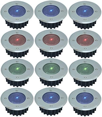 Image of White or Colour Changing Stainless Steel Solar Powered Outdoor LED Deck Decking Lights Waterproof Weather Resistant - Pathway Garden Deck Lawn Patio or Driveway Lights (Multi, x 12)