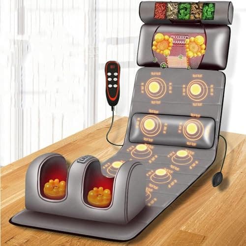 Image of Relax Pro 3D Massage Mat for Shiatsu Massage - Full Body Heated Pad with 10 Vibrating Nodes, Adjustable Cervical Pillow & Lumbar Heat, FDA Registered for Back/Neck/Shoulder Pain Relief(Color:Grey)