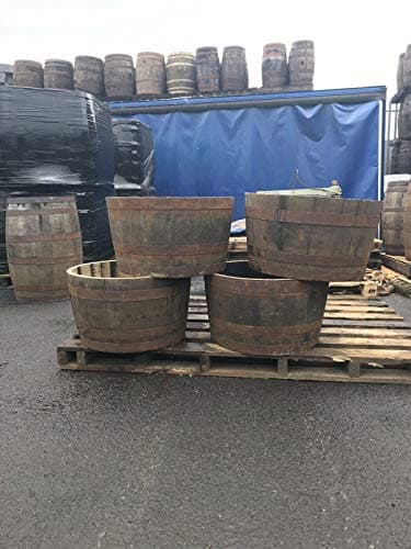Image of Half Solid oak Whisky barrel planter garden Patio lawn tub flower pot