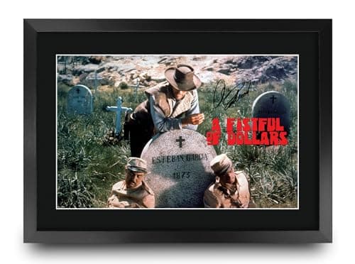 Image of HWC Trading A Fistful of Dollars Scene 1 Gifts Printed Signed Autograph Picture for Movie Memorabilia Fans - A3 Framed