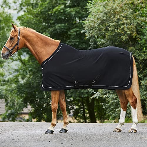 Image of Masta Horse Fleece Stable Rug - Protective Super Soft Sheet for Horses - Equestrian Show Travel Blanket - Breathable Anti-Rub lining - Black, Size 5ft 3inch