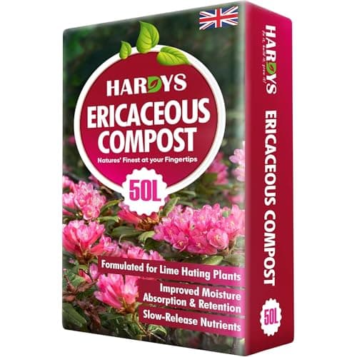 Image of Hardys 50L Ericaceous Organic Compost - Formulated Plant Food Potting Soil for Seeds, New & Established Ericaceous Plants - Acidic Top Soil Outdoor and House Plant Compost