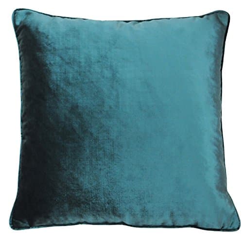 Image of Riva Paoletti Luxe Velvet Cushion Cover - Jadite Green - Soft Velvet Feel Fabric - Reversible - Hidden Zip Closure - Machine Washable - 100% Polyester - 55 x 55cm (22" x 22" inches)