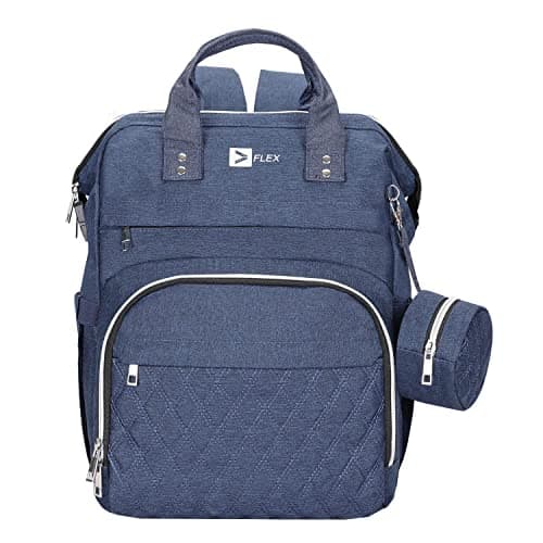 Image of Flex Waterproof Diaper/Nappy Changing Backpack Bag | Baby Hospital Bag | Mummy Backpack Multifunction Newborn Rucksack With Pacifier pouch & Hidden Pocket| USB Charging Interface (Blue)