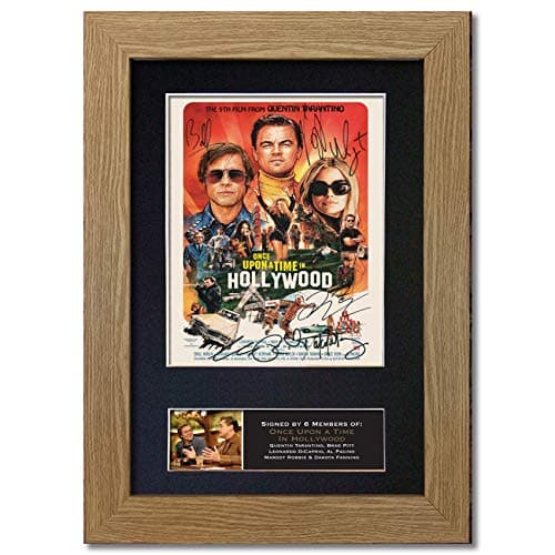 Image of #822 ONCE UPON A TIME IN HOLLYWOOD Signed Autograph Mounted Photo Reproduction PRINT A4 Rare Perfect Birthday (297 x 210mm) (Oak Veneer Frame)