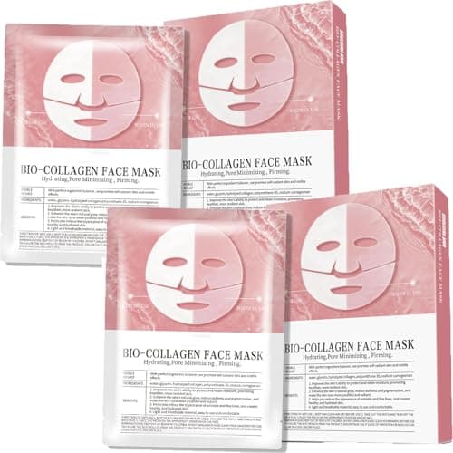 Image of Bio Collagen Mask, Bio-Collagen Face Real Deep Mask for Firming & Hydrating, Korean Overnight Hydrogel Masks with Hyaluronic Acid, for Improve Skin Elasticity (10Pcs)