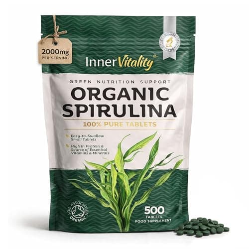 Image of Organic Spirulina 500 Pure Tablets - 2000mg Serving, Cold-Pressed Rich in Vitamins & Minerals for Immunity & Energy by Inner Vitality