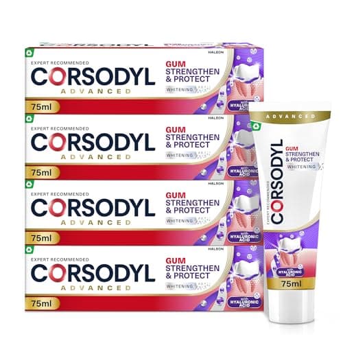 Image of Corsodyl Toothpaste Multipack Gum Strengthen & Protect with Hyaluronic Acid, Whitening, 4 x 75ml