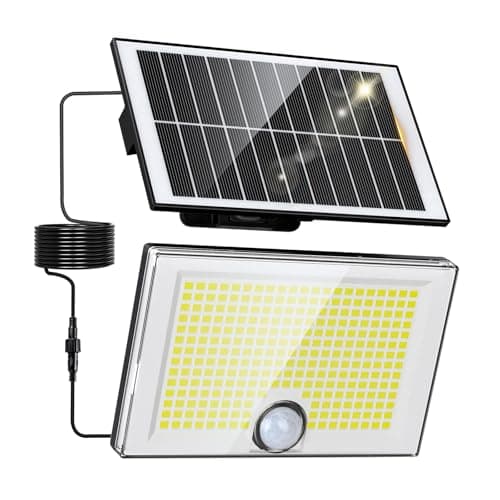 Image of Wudyfei Solar Security Lights Outdoor, 204 LED Solar Wall Lights with Motion Sensor, 3 Modes Bright IP65 Waterproof Pir Flood Light for Garden Yard Shed Garage Door