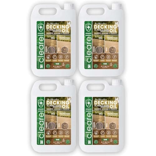 Image of Clearell 20L | Decking Oil | Clear – Nourishes & UV Protects Outdoor Wood - Water Protection Sealer & Preserver Suitable for All Softwood & Hardwood Decking, Fences, Sheds & Furniture - 20 litres