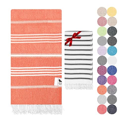 Image of The Lion Textile Turkish Cotton Bath Towel Set 90x180 cm – Lightweight, Quick Dry, Soft Peshtemal Hammam Towel for Beach, Spa, Gym & Travel (Orange)