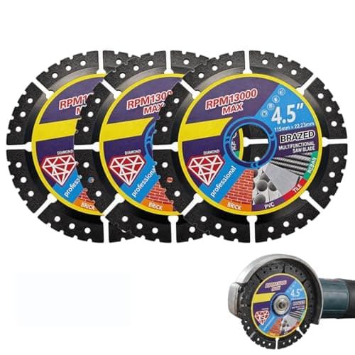 Image of 3Pcs Diamond Multi-Purpose Saw Blades 115mm/4.5 Inch", 1.2mm Ultra Thin Angle Grinder Discs Professional Diamond Saw Blade Set for Dry/Wet Cutting Tiles Concrete Steel Marble PVC & Wood