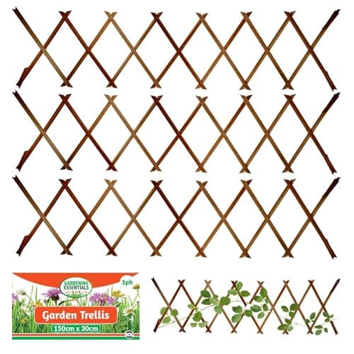 Image of SOL 3pk Garden Trellis for Climbing Plants, 150cm x 30cm Expanding Garden Trellis for Fences, Walls & Planters, Durable Support, Withstand Weather Conditions, Ideal for Landscape & Decorations