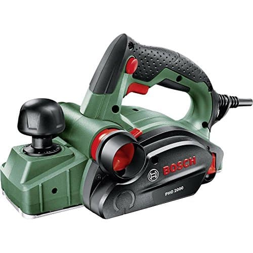 Image of Bosch Home and Garden 06032A4100 Hand Planer PHO 2000 (680 W, Planing Width 82 mm, Cutting Depth 0 - 2.0 mm, Rebate Depth 0 - 8 mm, Planer Knife, in Cardboard Box), Green