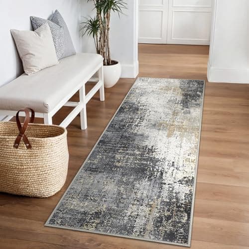Image of BEIMO Modern Abstract Rugs Living Room, Rugs for Bedroom 60x120cm Machine Non-Slip Washable Rug Grey Carpet Faux Short Pile Area Rug for Dining Room Kitchen Office