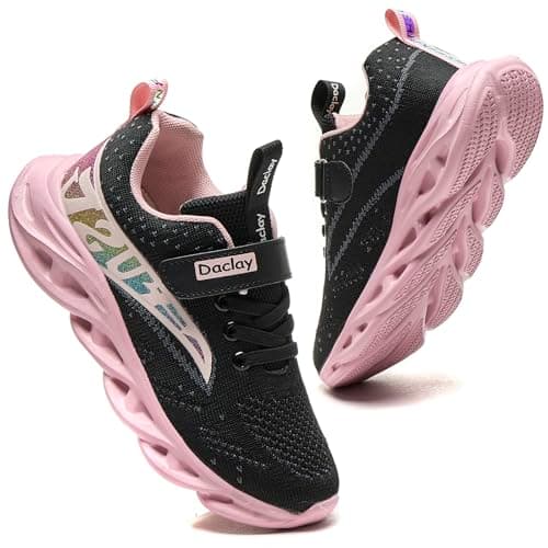 Image of WZRUISEN Kid Girls Boys Sports Shoes Boys' Basketball Shoes Running Pink 5 UK