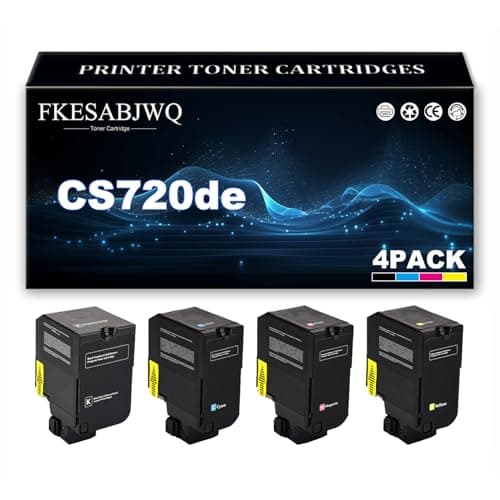 Image of CS720de Toner Cartridge, Compatible 74C2HK0 74C2HC0 74C2HY0 74C2HM0 Toner Cartridges for Lexmark CS720dte CS725dte CX725dte CS720de CS725de CX725de Printer,4 Colors-1 Pack