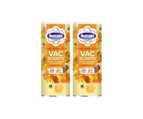 Image of Neutradol Carpet Deodoriser, Vac Scents, Odour Neutraliser Powder for Carpets & Rugs, Fresh Amber Glow, Multipack of 2 x 350g