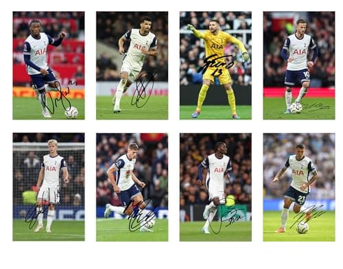 Image of Set of 20 Individual Spurs 2024/5 Football Players Signed 6X4 Inch Photo Prints With Pre Printed Signatures That Would Make A Great Gift For Any Fan.