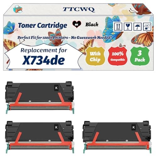Image of Compatible for Lexmark X734de Toner Cartridge Work for Lexmark X734de Printers, with Chip, High Yield 8000 Pages, High-Definition Printing (3 Pack Black)