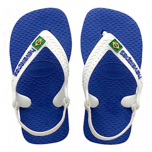 Image of Havaianas Baby Brasil Logo II Unisex Kids FlipFlop Marine Blue 10/11 UK Child