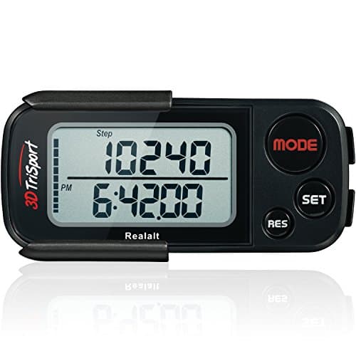 Image of Realalt 3DTriSport 3D Walking Pedometer with Clip & Strap, Accurate Step Counter with 30-Day Memory, Distance in Miles/KM Large Display Perfect for Seniors & Beginners eBook Included - Stealth Black