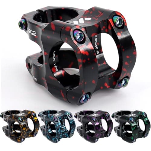 Image of CYSKY 31.8 Bike Stem 35mm Short MTB Stem Handlebar Riser Ultra-Light CNC Aluminum Alloy 35mm Handlebar Clamp for Mountain Bike, Road Bike, MTB, Downhill (Black+Red)