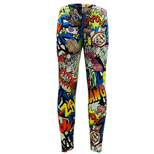 Image of A2Z 4 Kids Girls Legging Comic Graffiti Floral Leopard - Legging Comic 9-10