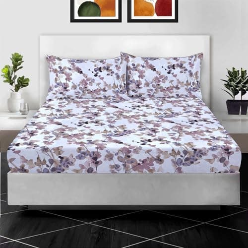 Image of Printed Floral Pillow Case Pack of 2-100% Egyptian Cotton 400 Thread Count Bed Pillowcase Pair Easy Care Machine Washable Soft & Breathable Luxury