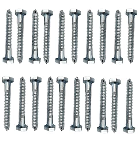 Image of M6 Coach Wood Screws Hex Head Width 10mm Zinc Plated Steel Screw Hexagon Half Thread Lag Bolts Silver Long 2 inch 50mm x 6mm (2" x 0.24") Box of 20 pcs