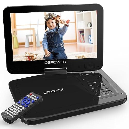 Image of DBPOWER Portable DVD Player, 10.5 Inch, 3 Hour Rechargeable Battery, Swivel Screen, SD Card and USB, Direct Play in Formats MP4/AVI/RMVB/MP3/JPEG (10.5, Black)