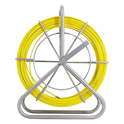 Image of IRSCorp 1/4" 500FT Cable Duct Rodder Steel Reel Stand with Brake Fiberglass Fish Tape Continuous Reel Wire Cable Running Cable Puller Running Rod Duct
