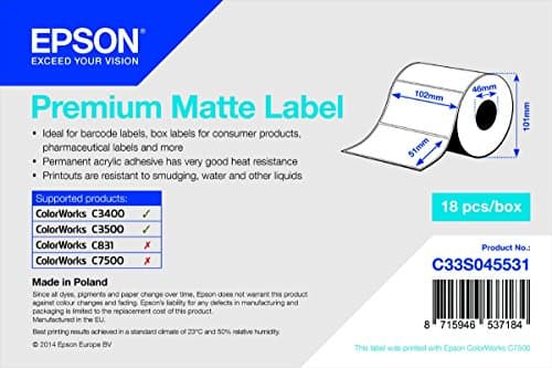 Image of Epson Premium Matte Labels – 102 x 51 mm – 650 Pieces)