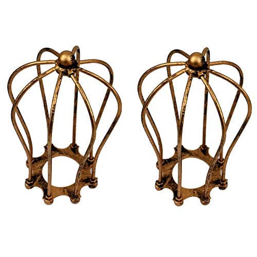 Image of Modern Vintage Industrial Brushed Copper Metal Wire Cage Loft Pendant Lamp Ceiling Light Shade Retro Small Hanging Lighting Fixture E27 Socket (2 Pack)