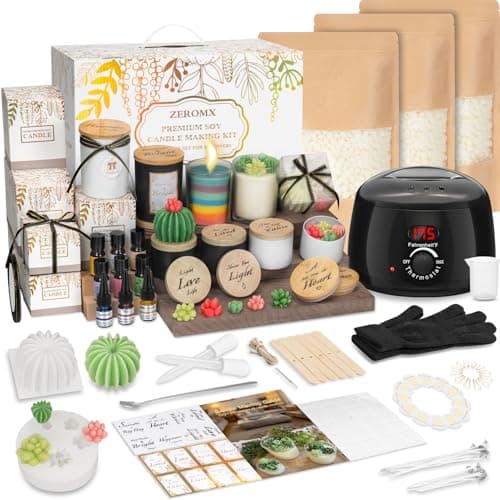 Image of ZEROMX Candle Making Kits for Adults Beginners, 103PCS 1200g Wax DIY Candle Making Kit with Electric Wax Melter Pot, All in Kit Candle Making Supplies Accessory, Candle Maker Set to Make Your Own
