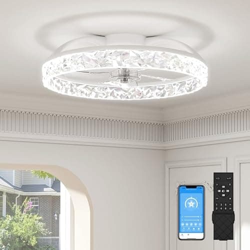 Image of VOLISUN Ceiling Fans with Lights and Remote, 40cm Modern Smart LED Ceiling Fan Light, 6 Speeds and 3000K-6500K Dimmable Quiet Fan Ceiling Lights for Bedroom Dining Room Living Room (White)