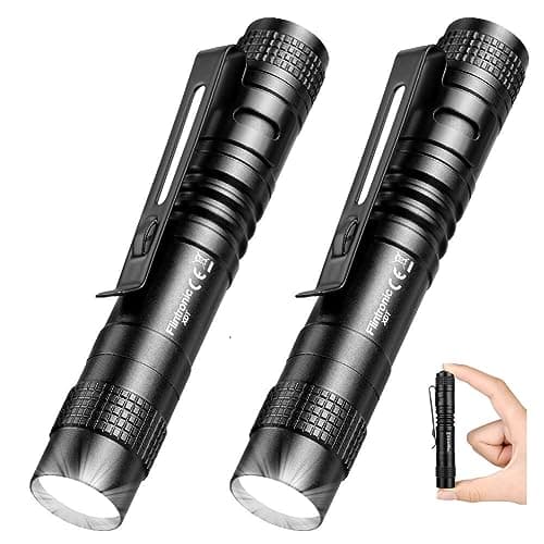 Image of flintronic 2PCS Mini Torch, 3.5" Pocket LED Torch Flashlight with Pocket Clip, Ultra Bright Waterproof Pocket Light for Household, Workshop, Repair, Hiking, Powered by 1*AAA Battery (not Included)