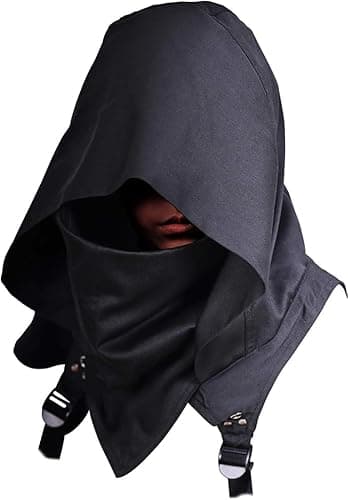 Image of [DAYDREAM] Cyberpunk Rogue Mask Hood Scarf Winter Uni-Neck Warmer Costume Capes Hooded Halloween Cosplay Outdoor Daily Use (Black)