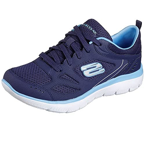 Image of Skechers Women's Summits Suited Trainers, Navy Leather/Mesh/Duraleather/Blue Trim, 4 UK