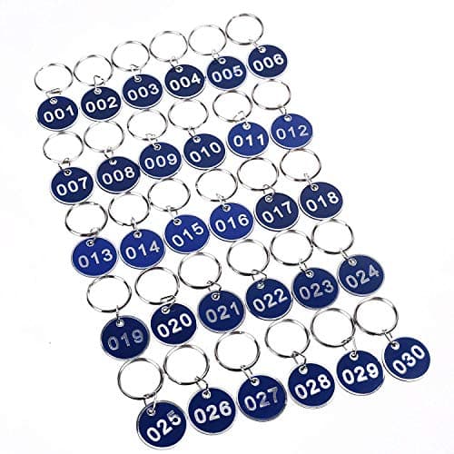 Image of Sourcemall Aluminum & Plastic Key Tag Numbered Key Rings 30mm (Blue, 1-100)