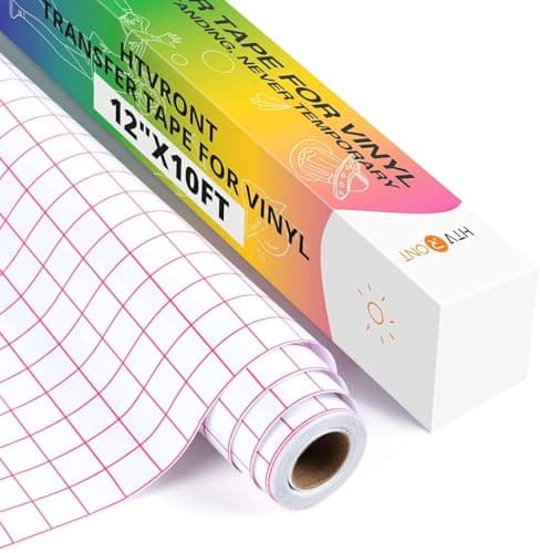 Image of HTVRONT Clear Vinyl Transfer Tape Roll 12" x 10FT (30.5cm x 305cm) Medium Tack Red Grid Transfer Tape for Cricut Silhouette Cameo, No Residue Vinyl Transfer Paper for DIY Crafts Cups Windows Stickers