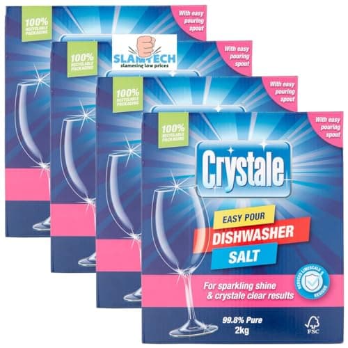 Image of Crystale 4 x 2kg Dishwasher Salt for Dishwashers and Water Softeners, Easy-Pour Box Sold by Slamtech