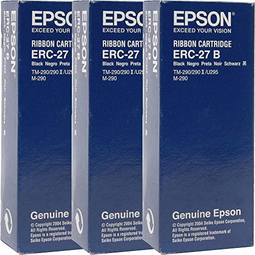 Image of Epson Genuine Erc-27B-3 Ribbon Cartridge For Pos Printers: Tm-290/Tm-U295 M-290 - Lot Of 3 1 Black