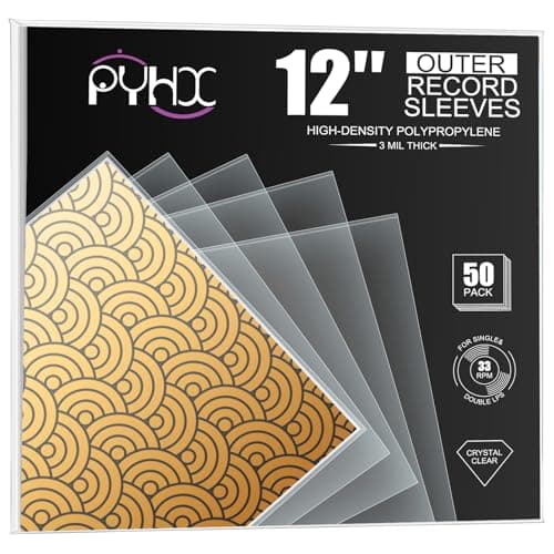 Image of 50 x 12 Inch Vinyl Record Sleeves, Vinyl LP Album Covers - 3 Mils Thick - Crystal Clear High-Density Polypropylene Transparent Protective Cover for Vinyl Record Sleeves Outer