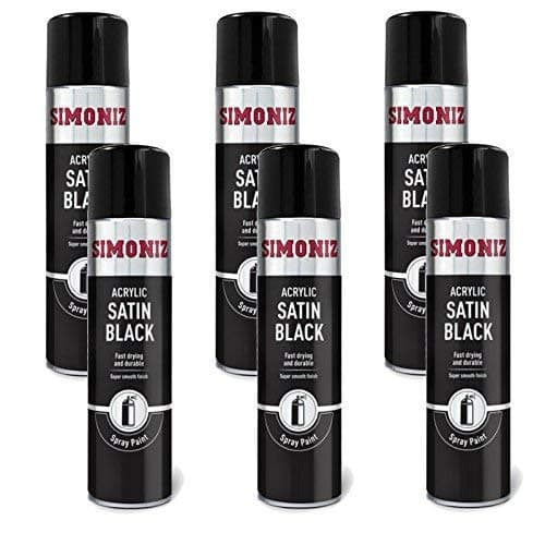 Image of Simoniz 6 Pack of Acrylic Satin Black Spray Paint 500ml