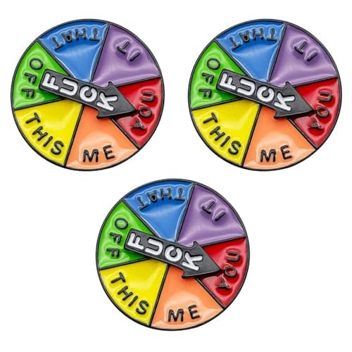 Image of 3Pcs Stand Out Color Wheel Pin Decorative FUCK Pins Colorful Rotating Enamel Badge Unique Funny Lucky Arrow Lapel Pin for Clothes Bag Jewelry Backpacks
